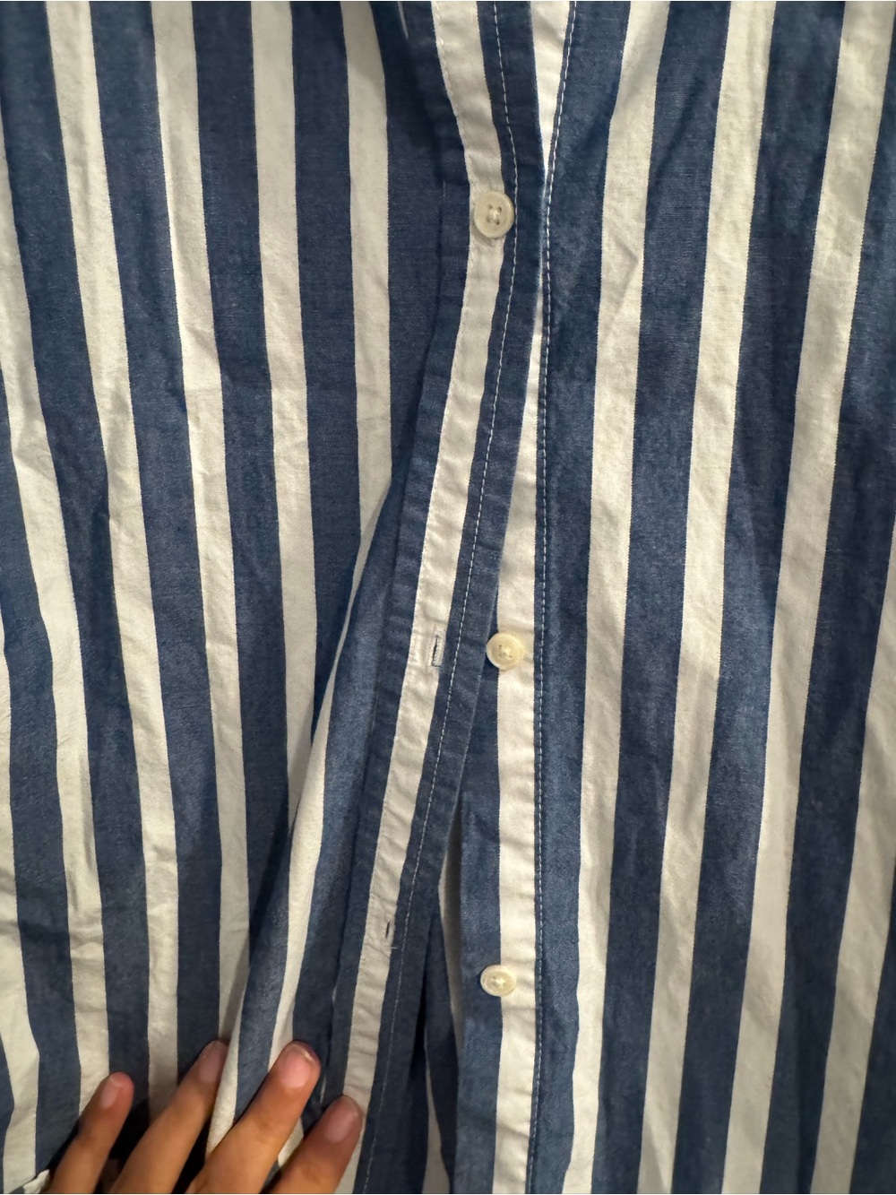 GAP Navy & White Striped Collared Shirt XXL Classic Cotton Preppy Casual - Picture 3 of 7